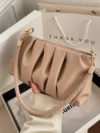 Fashion Pleated Pu Leather Shoulder Bag shein