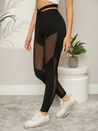 Essnce Criss Cross Mesh Panel Leggings shein