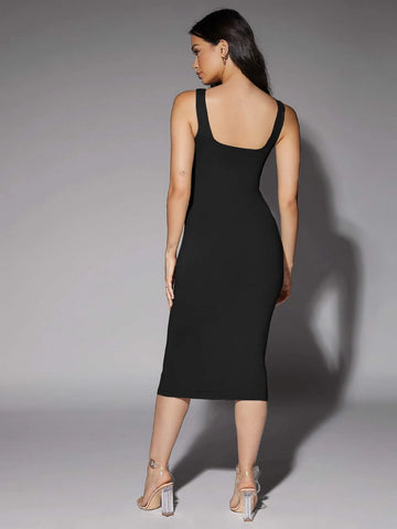 BAE Low Back Solid Tank Dress Tube Dress shein