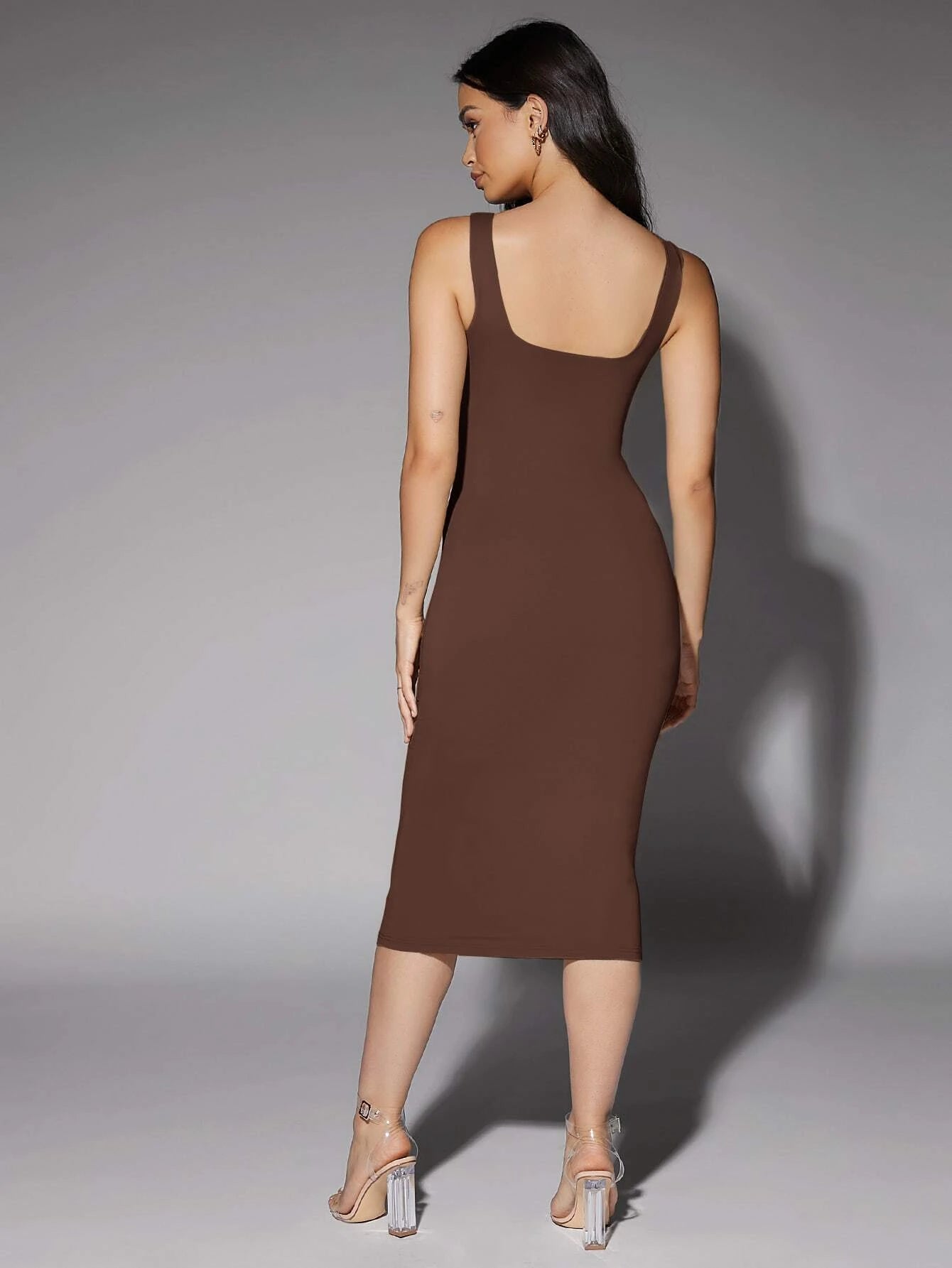 BAE Low Back Solid Tank Dress Tube Dress shein