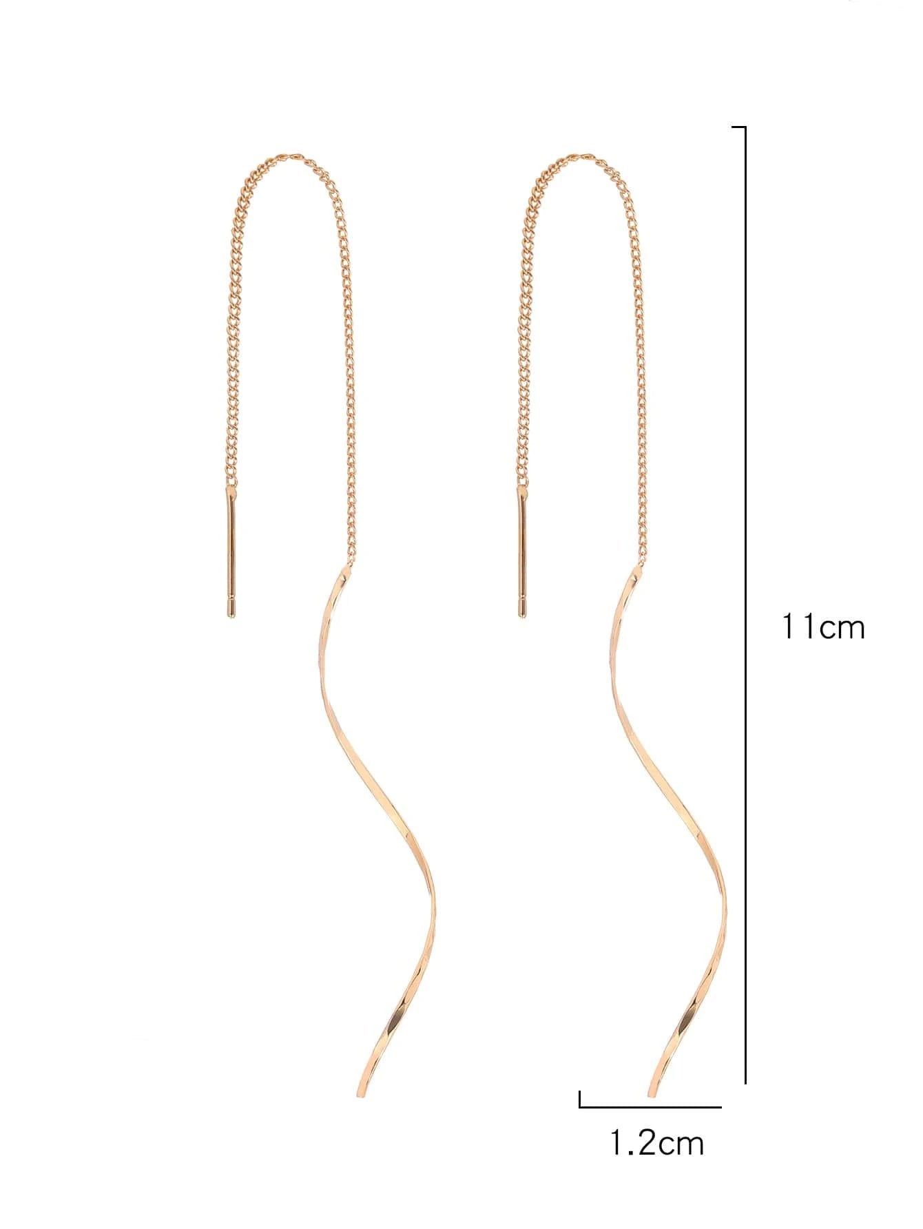 1pair Long Tassel Threader Earrings Wave Shaped Simple Long Chain Earrings Elegant Earrings shein