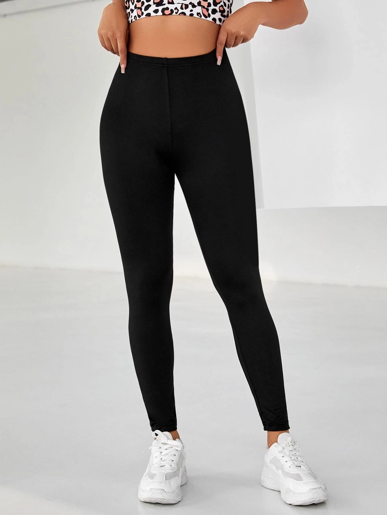Sport Studio Solid High Waist Sports Leggings shein