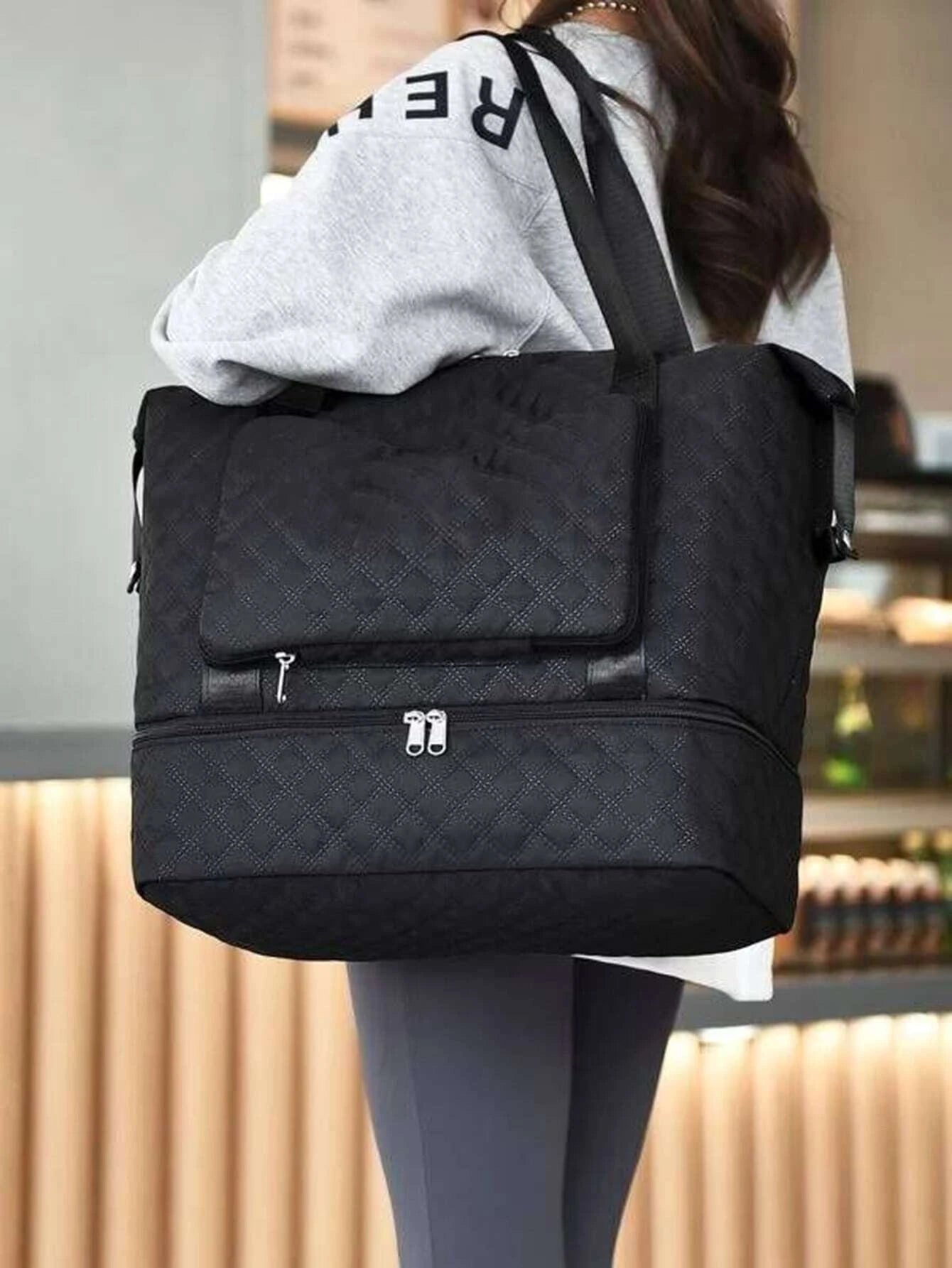 Quilted Large Capacity Duffel Bag Travel Bag shein