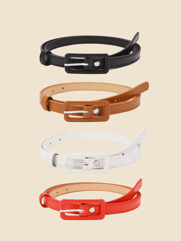 Stylish Boho 135CM 4pcs Plus Skinny Metal Buckle Belt for Coats and Dresses shein