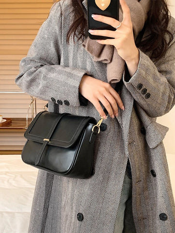 Lightweight,Business Casual Vintage Design Flap Square Bag
