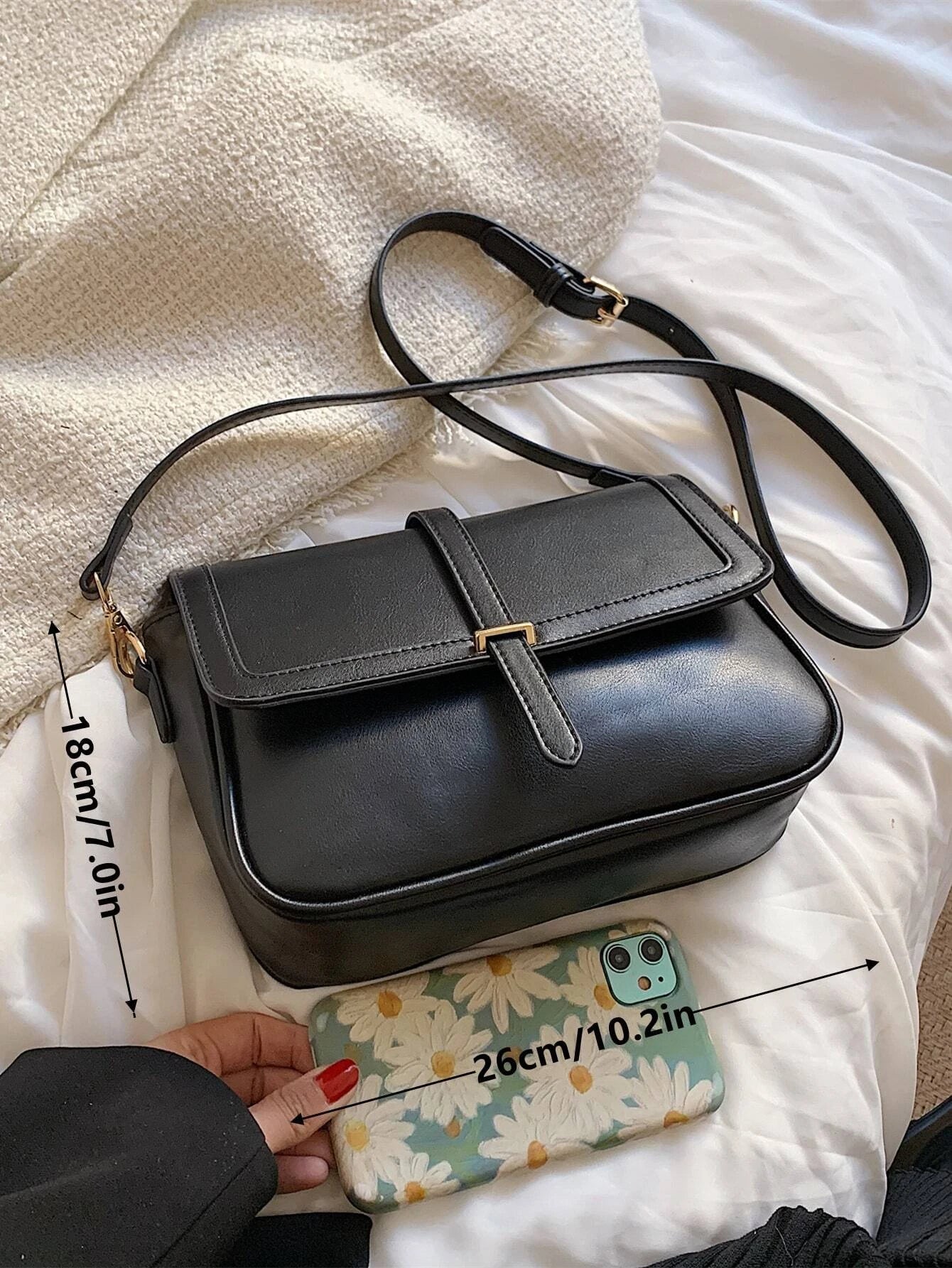 Lightweight,Business Casual Vintage Design Flap Square Bag shein