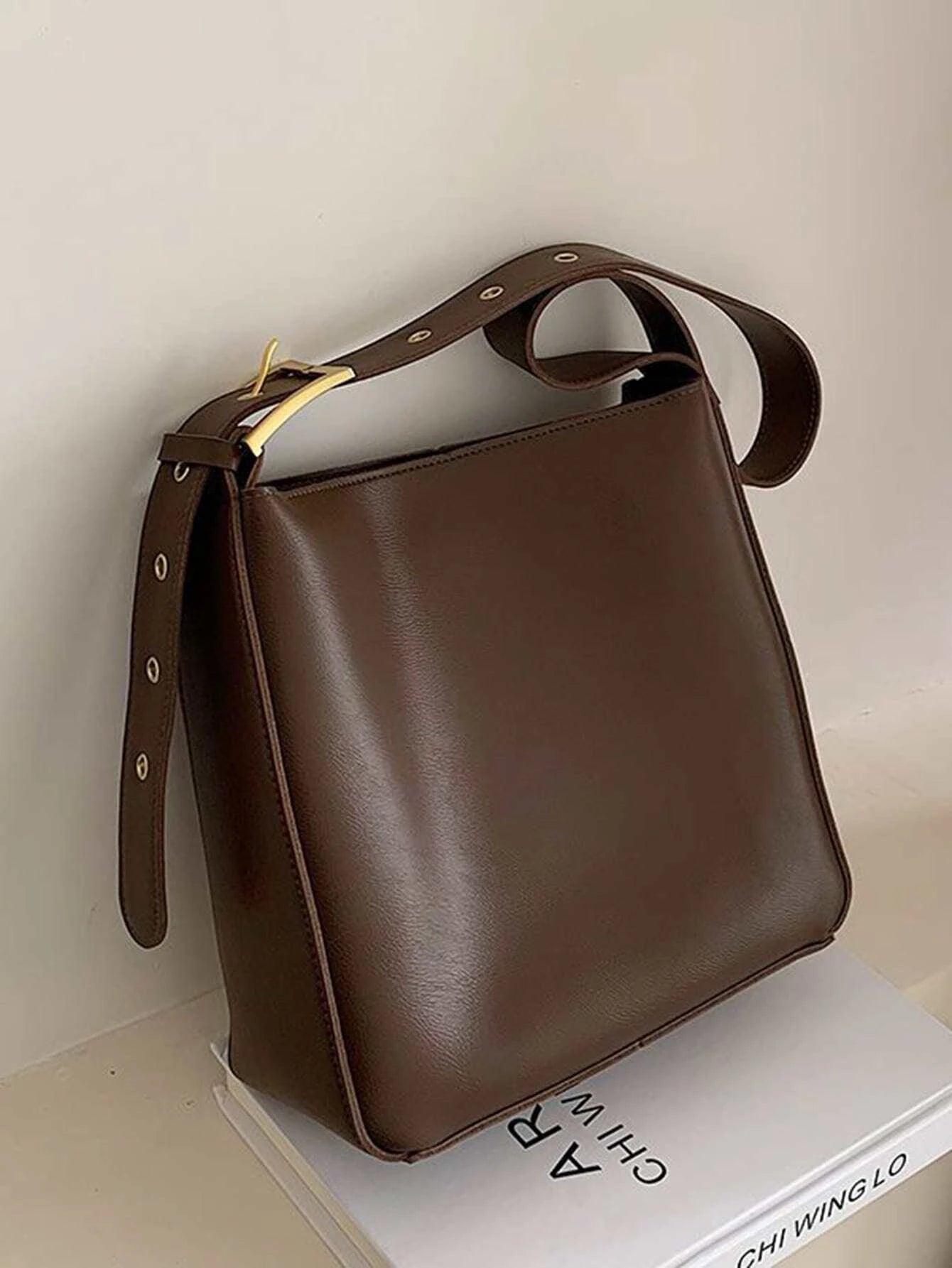 Minimalist Faux Leather Lightweight,Business Casual Minimalist Shoulder Bag shein