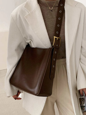 Minimalist Faux Leather Lightweight,Business Casual Minimalist Shoulder Bag