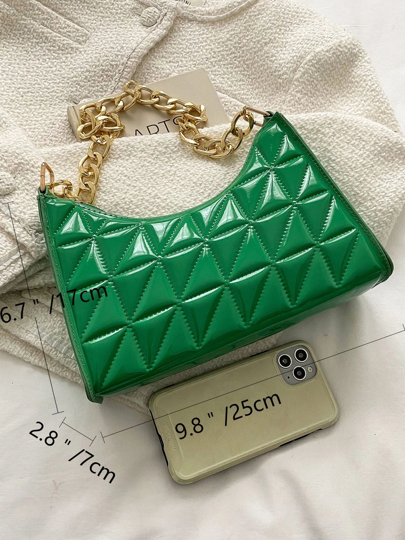 Quilted Detail Chain Bag shein