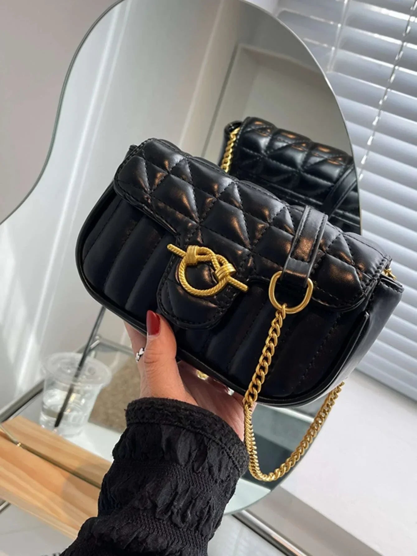 Lightweight,Business Casual Mini Quilted Flap Chain Square Bag shein