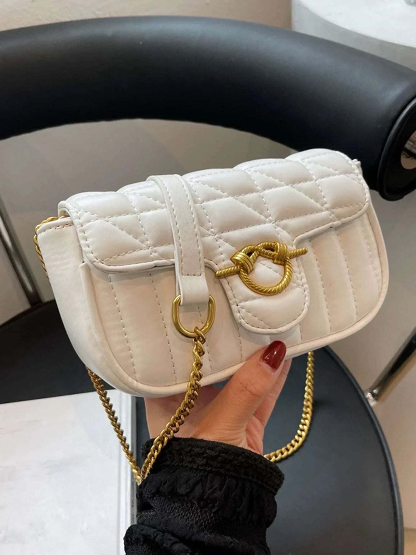 Lightweight,Business Casual Mini Quilted Flap Chain Square Bag shein