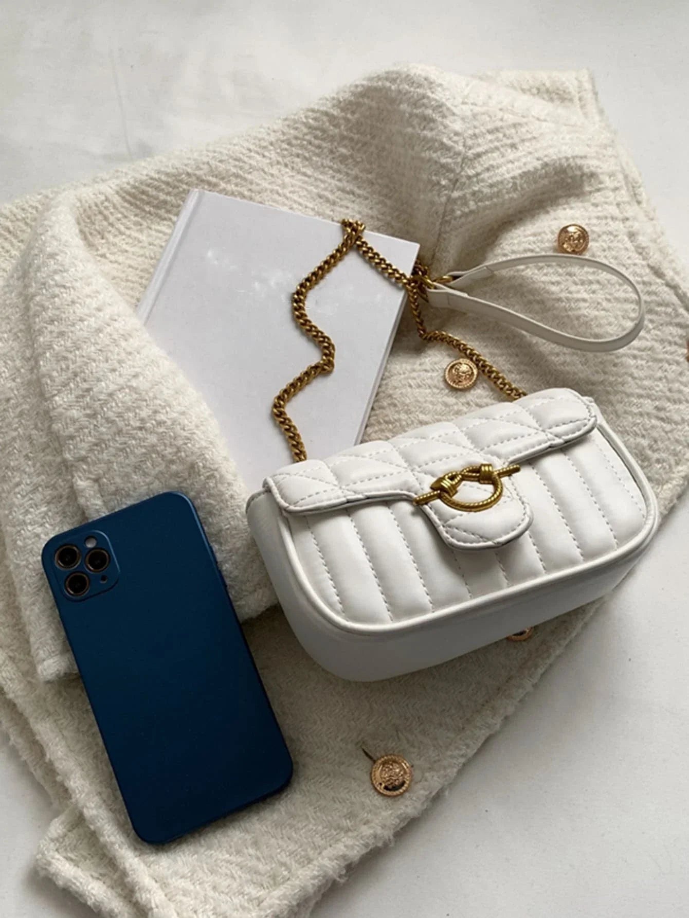 Lightweight,Business Casual Mini Quilted Flap Chain Square Bag shein