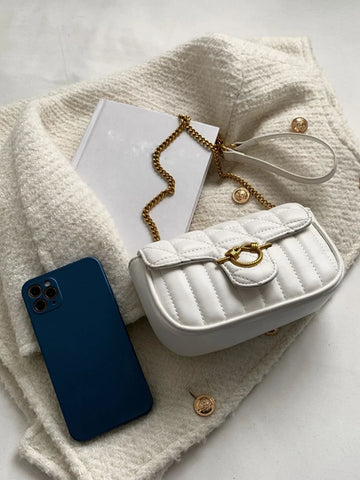 Lightweight,Business Casual Mini Quilted Flap Chain Square Bag