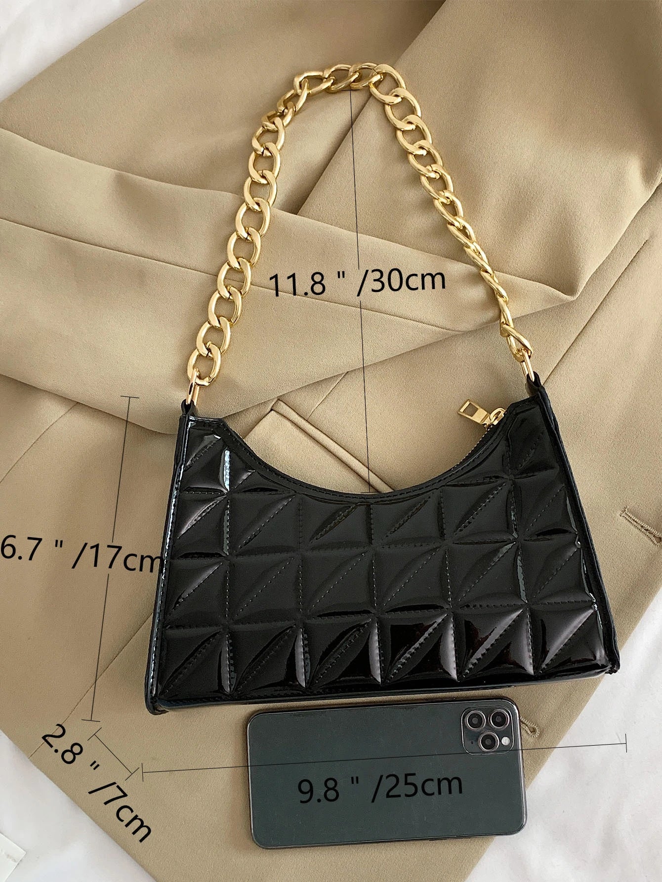 Quilted Detail Chain Bag shein