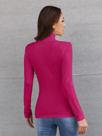 LUNE Solid High Neck Slim Fit Tee shein