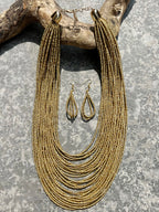 Beaded Layered Necklace & Drop Earrings shein