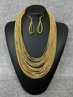 Beaded Layered Necklace & Drop Earrings shein