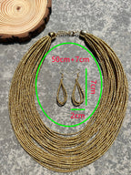 Beaded Layered Necklace & Drop Earrings shein