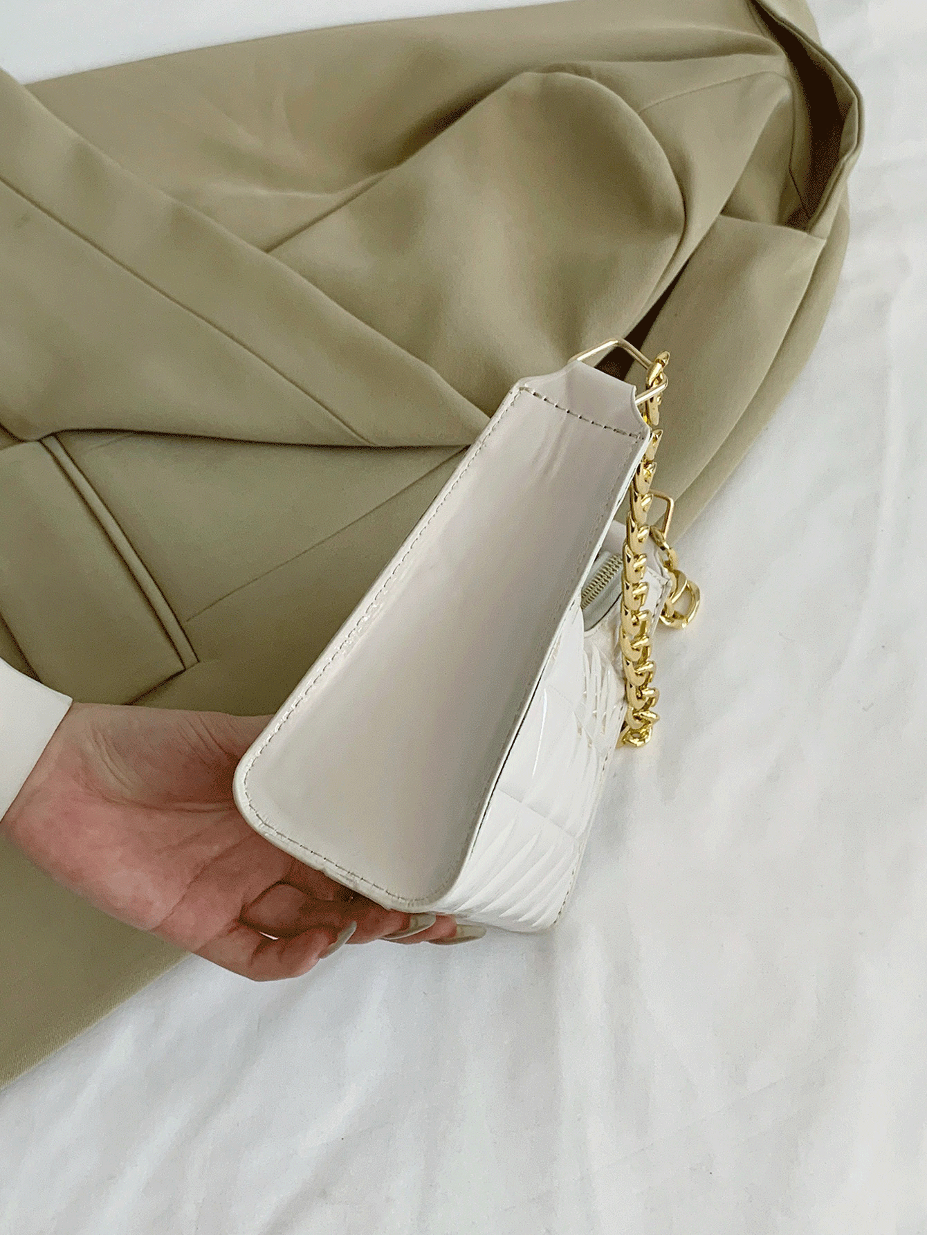 Quilted Detail Chain Bag shein