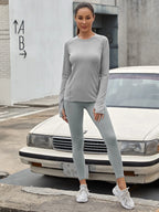 Running Thumb Holes Sports Tee With Phone Pocket Leggings shein