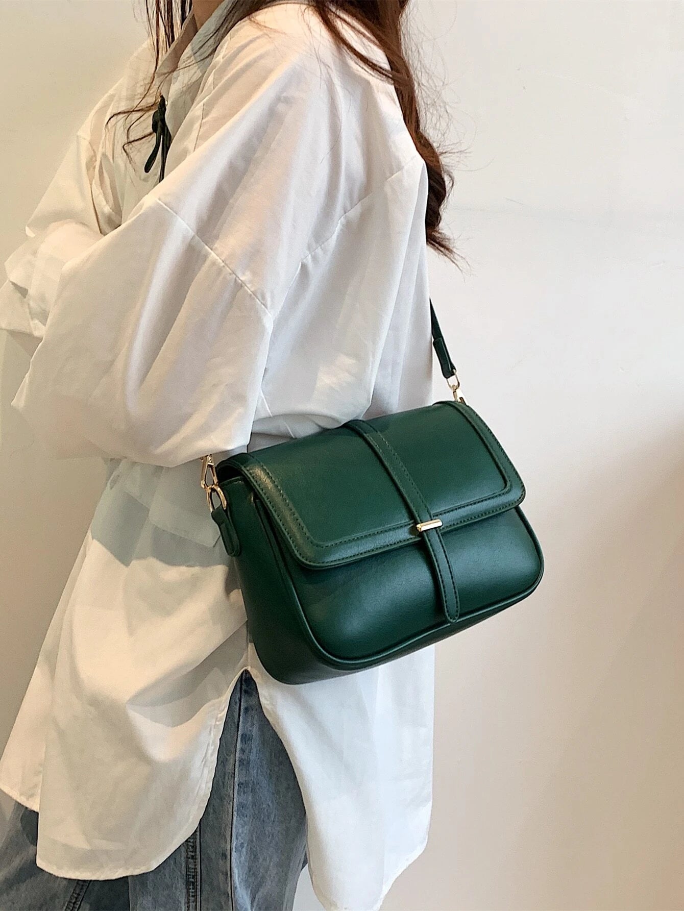 Lightweight,Business Casual Vintage Design Flap Square Bag shein