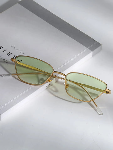 1pc Women Metal Frame Fashion Glasses Vintage Sunglasses