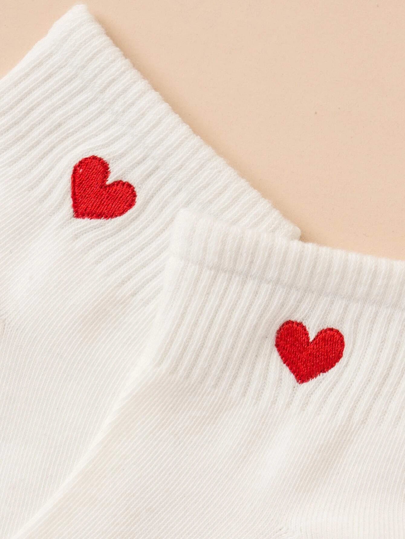 2pairs Heart Print Ankle Socks shein