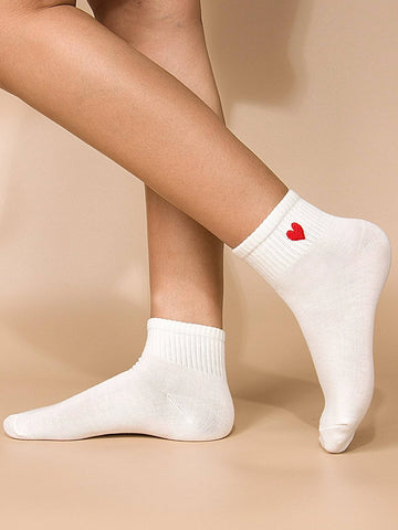 2pairs Heart Print Ankle Socks shein