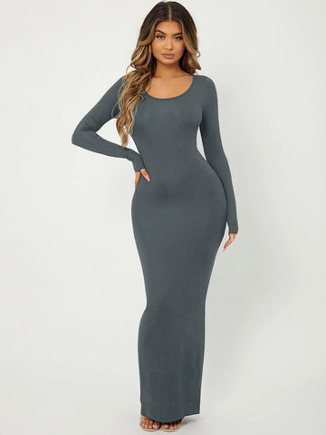 SXY Solid Maxi Bodycon Dress