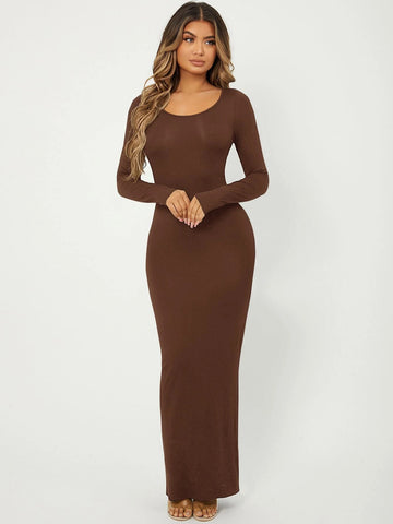 SXY Solid Maxi Bodycon Dress