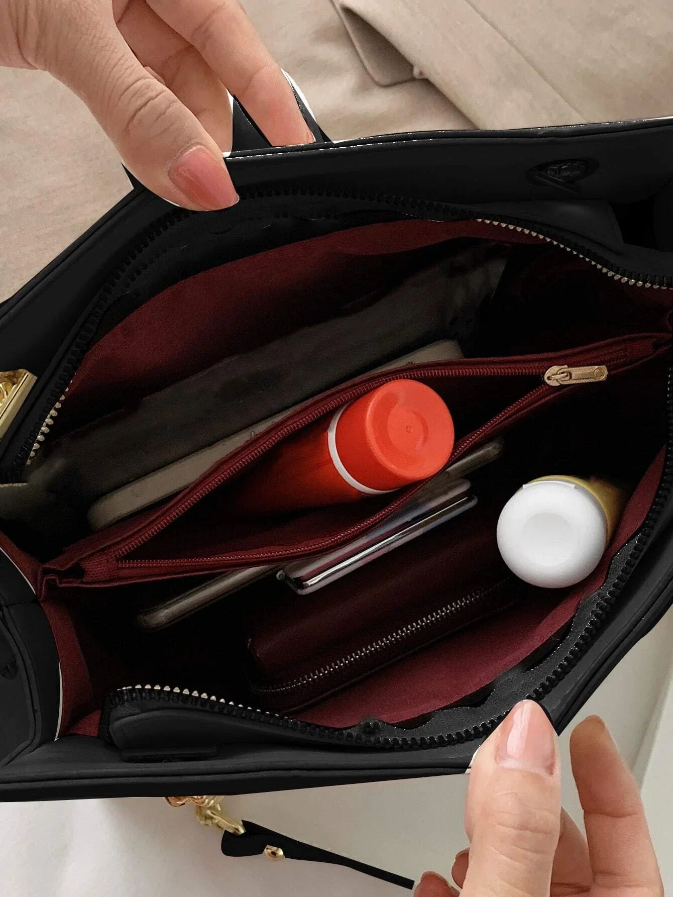 Quilted Chain Shoulder Tote Bag shein