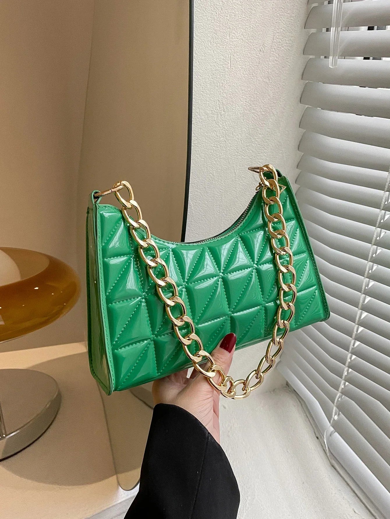 Quilted Detail Chain Bag shein