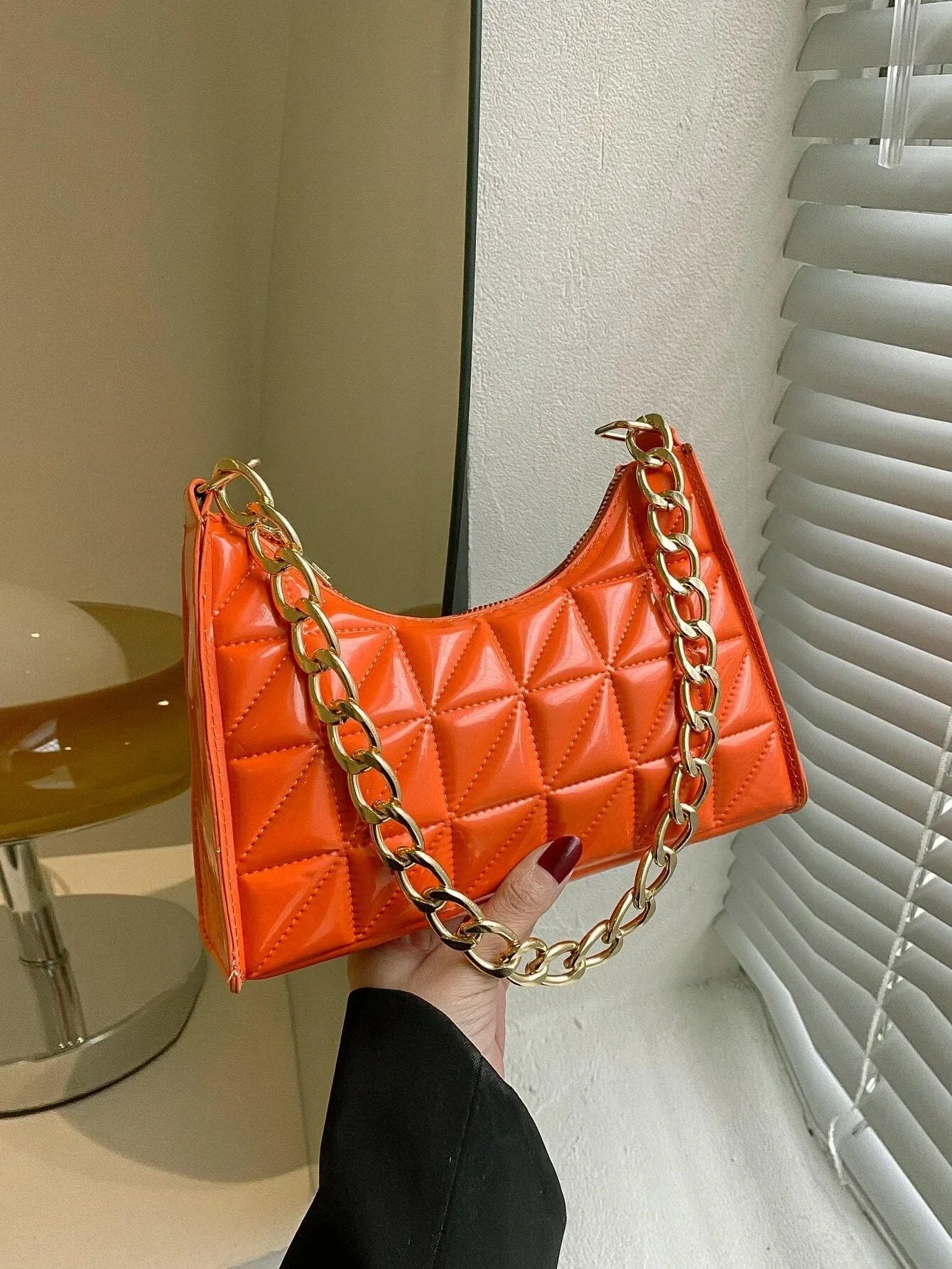 Quilted Detail Chain Bag shein