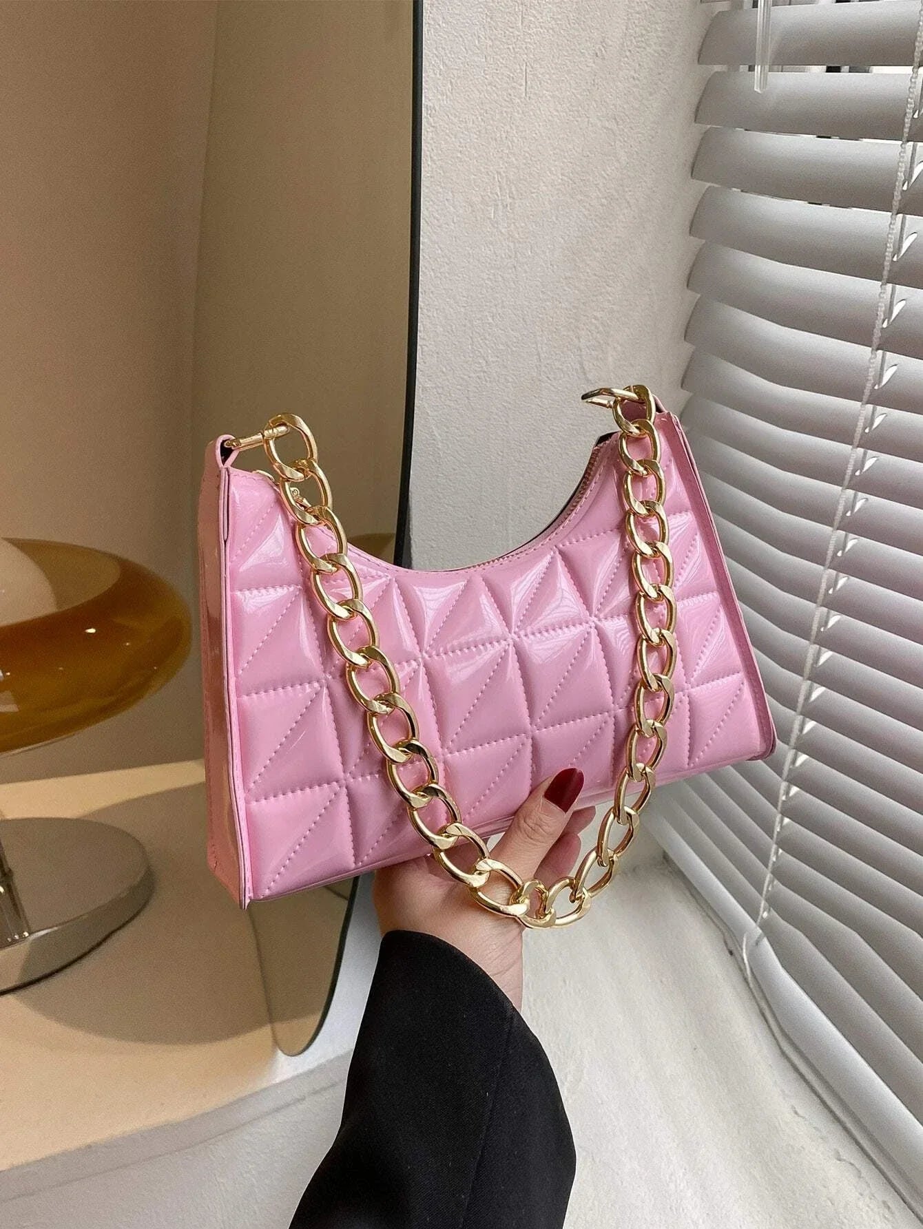 Quilted Detail Chain Bag shein