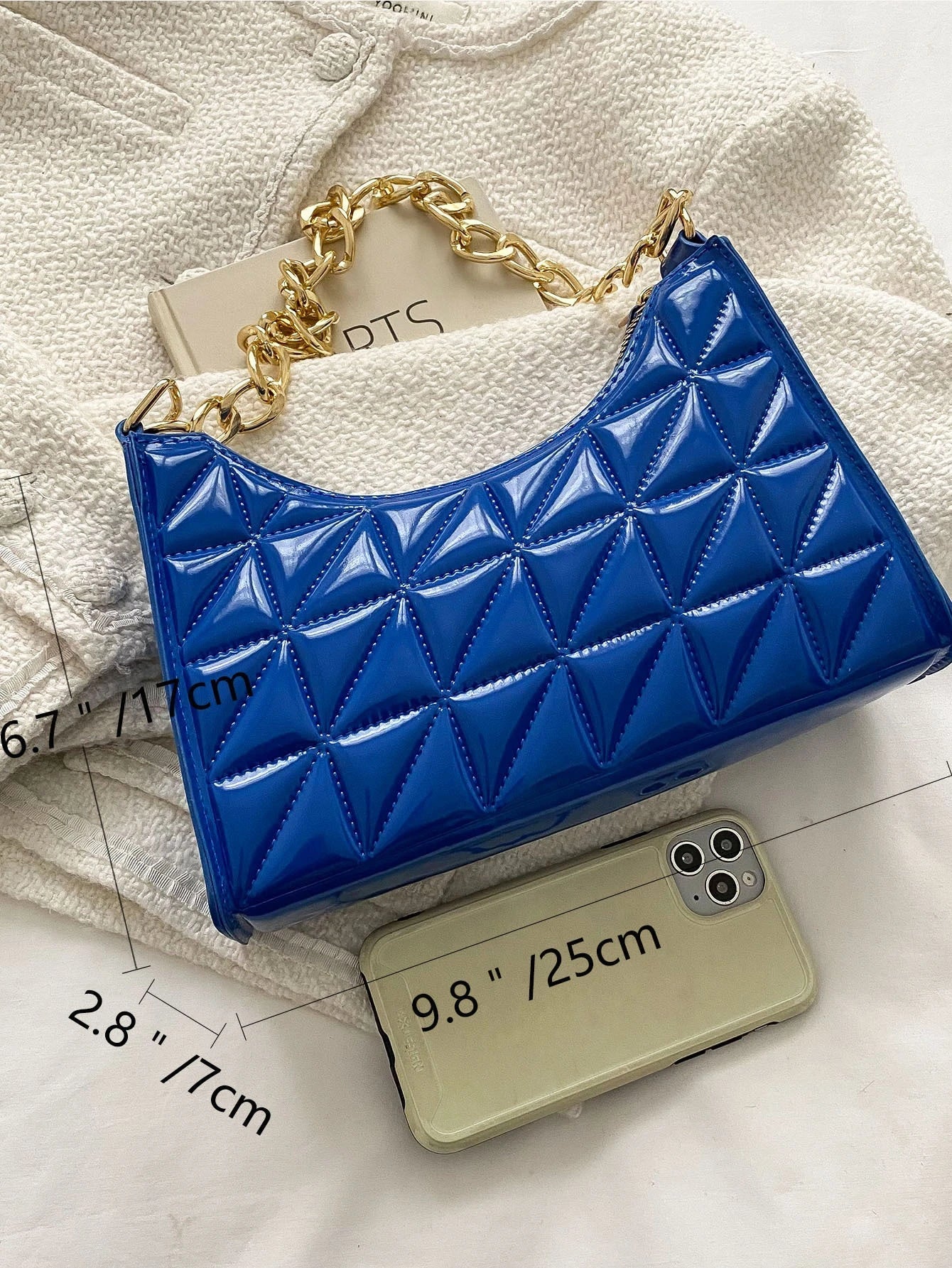 Quilted Detail Chain Bag shein