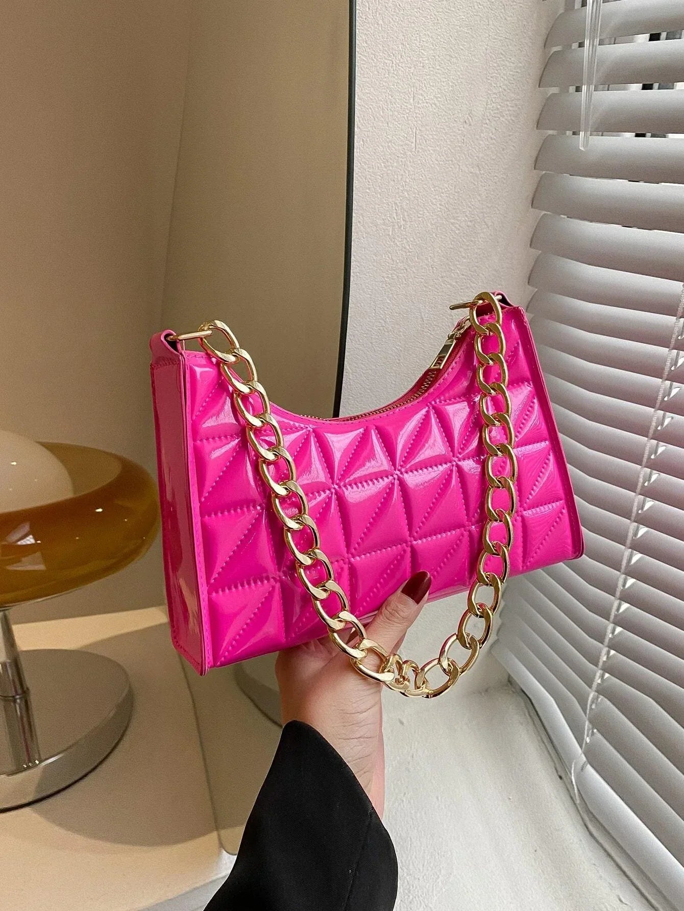 Quilted Detail Chain Bag shein