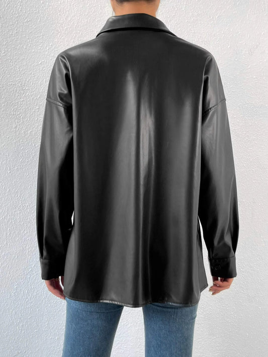 Privé Drop Shoulder PU Black Coat