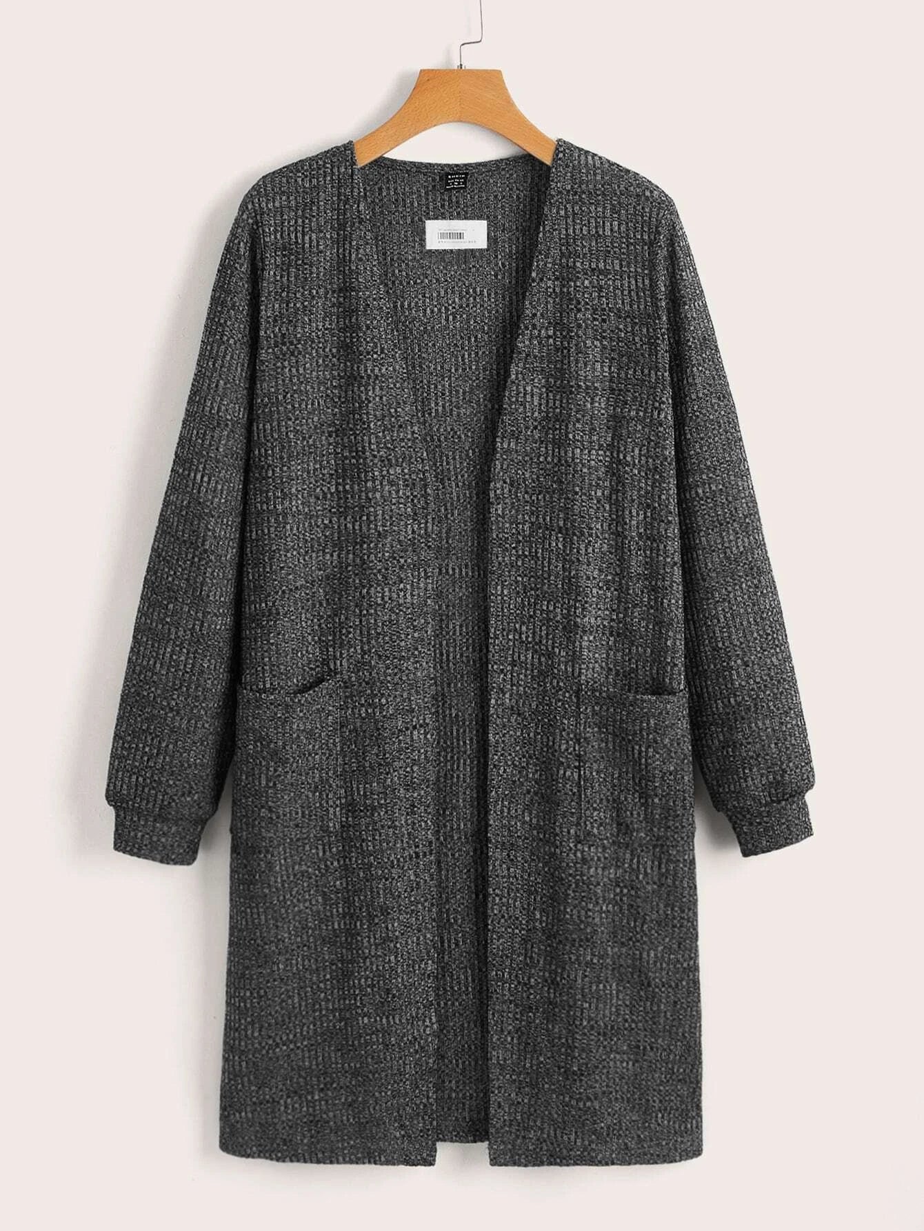 LUNE Solid Open Front Pocket Patched Coat