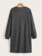 LUNE Solid Open Front Pocket Patched Coat shein