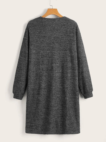 LUNE Solid Open Front Pocket Patched Coat