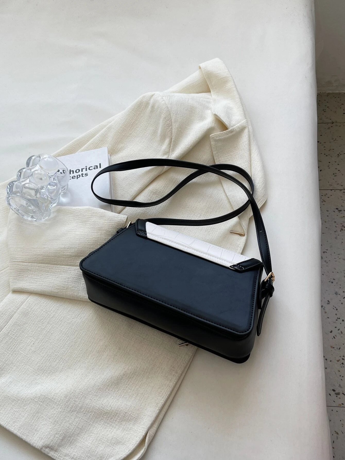 1pc Fashionable Color-Block Crocodile Pattern Diamond Checkered Flap Zipper Vintage Simple Shoulder Bag