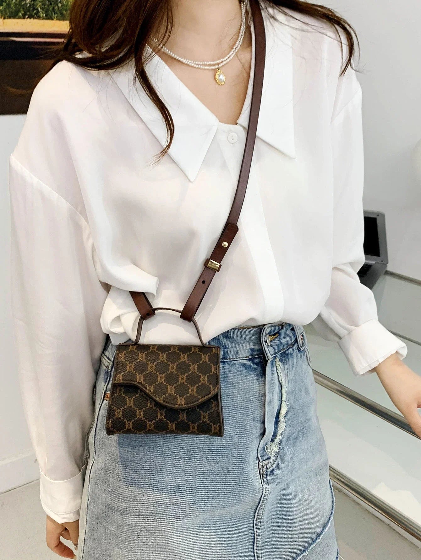 Mini All Over Print Square Bag shein