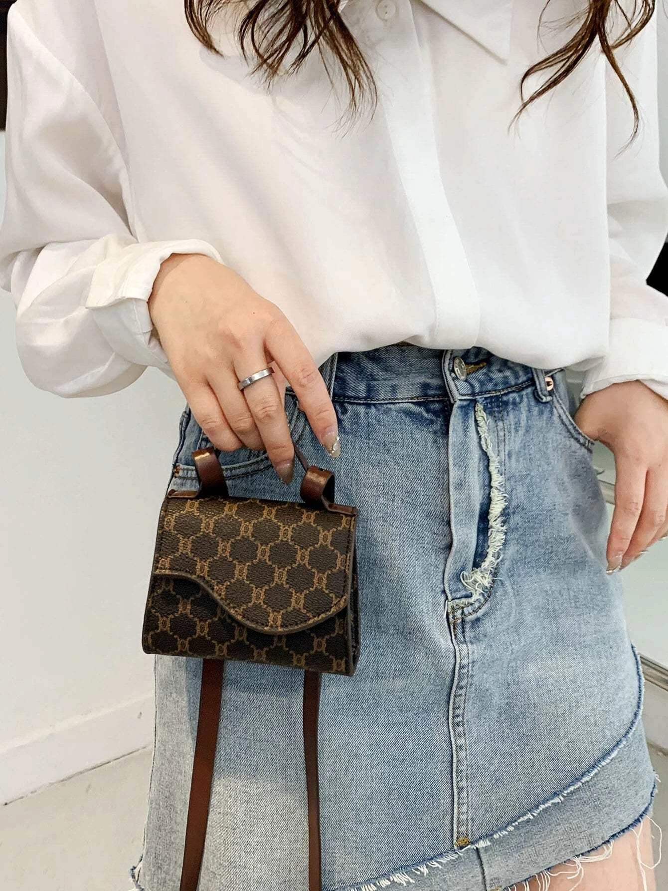 Mini All Over Print Square Bag shein