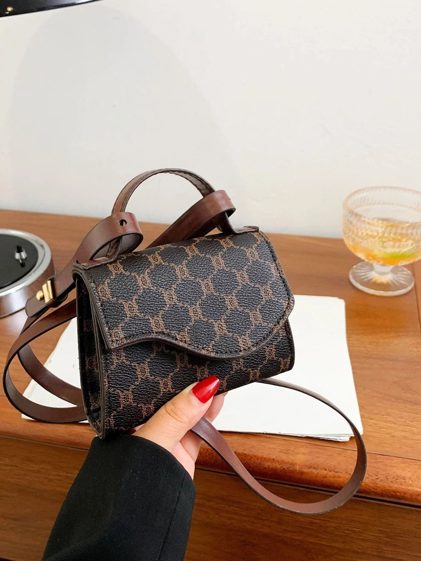 Mini All Over Print Square Bag shein