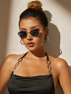 1pc Geometric Metal Modern Simple Style Women UV Protection Sunglasses shein