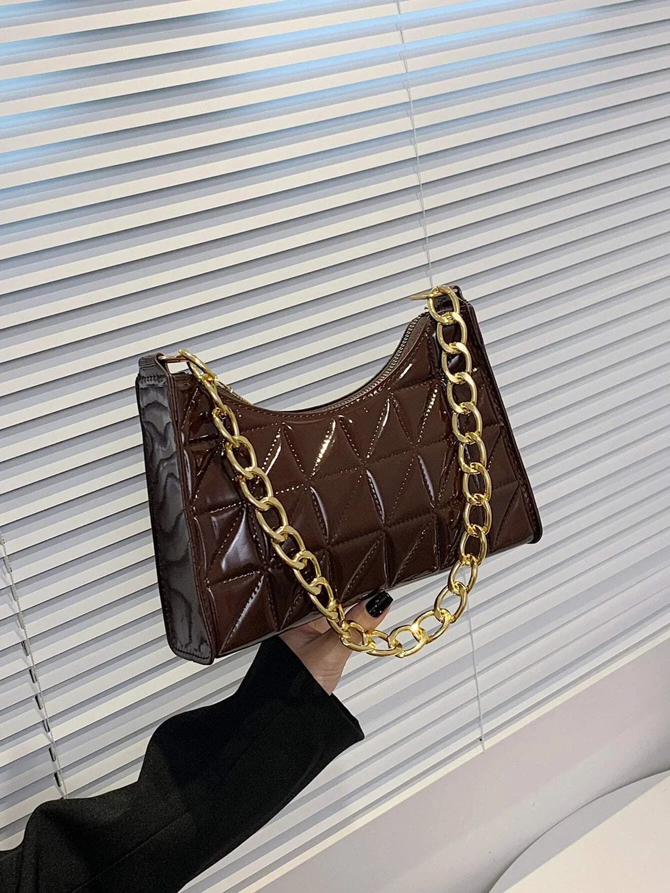 Quilted Detail Chain Bag shein