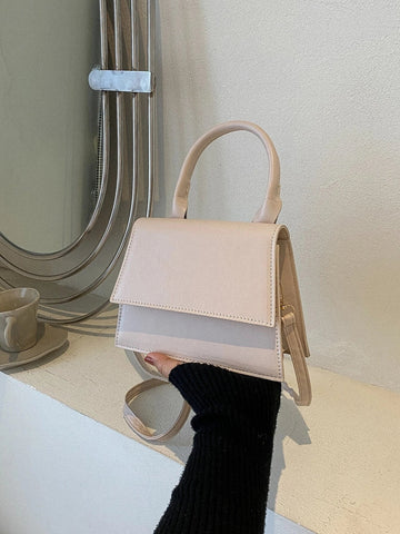 Fashionable Solid Color Flap Mini Handbag