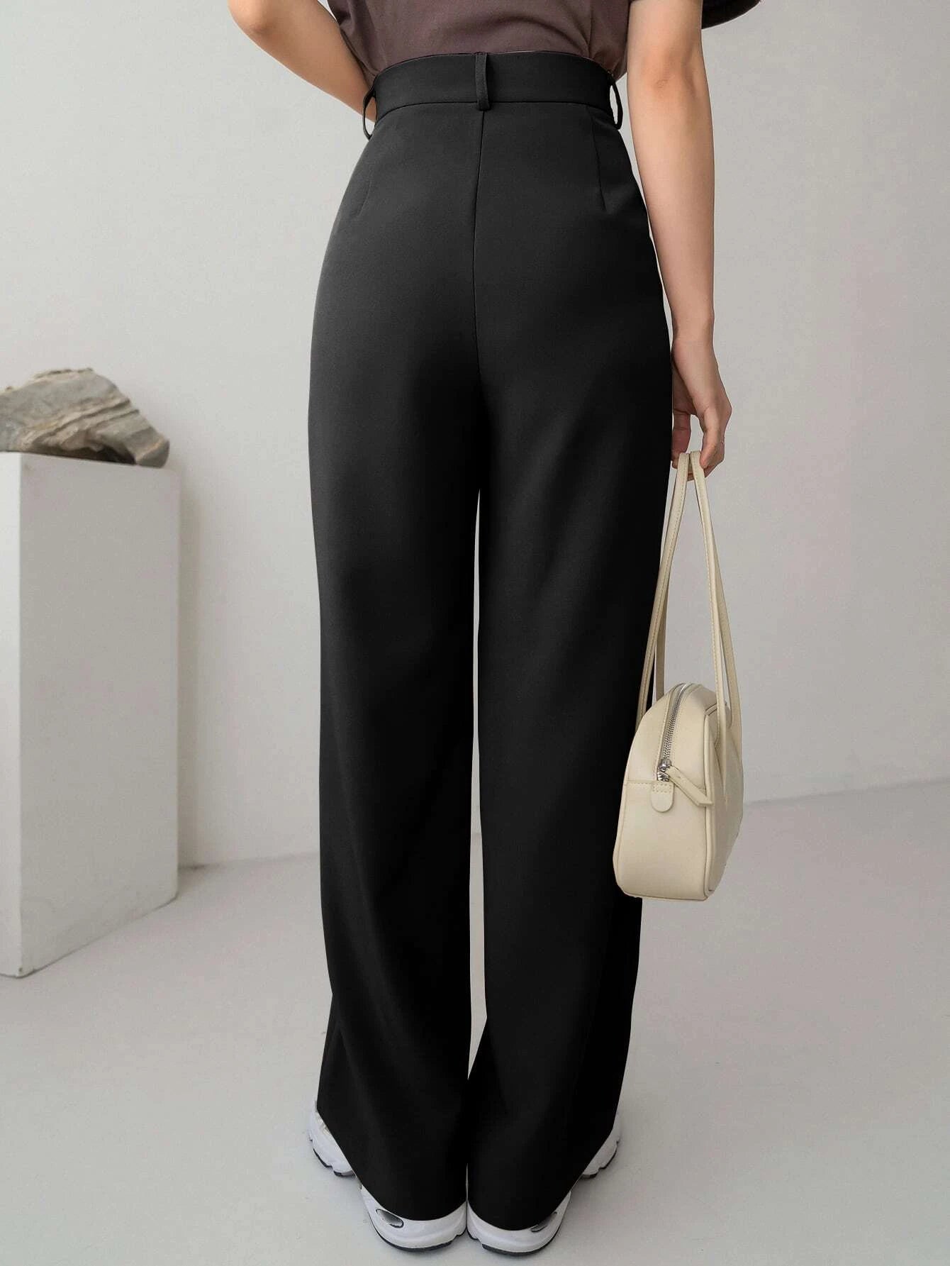 Dazy-Less High Waist Plicated Detail Tailored Pants shein