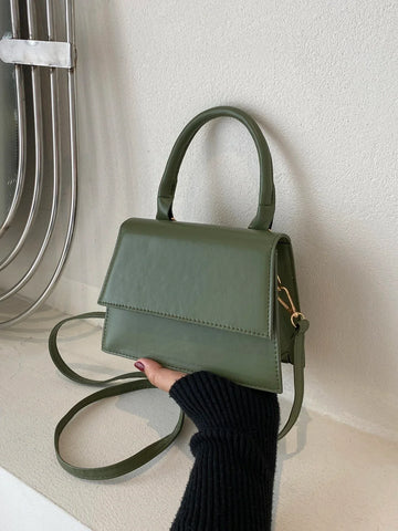 Fashionable Solid Color Flap Mini Handbag