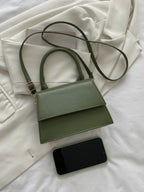 Fashionable Solid Color Flap Mini Handbag shein